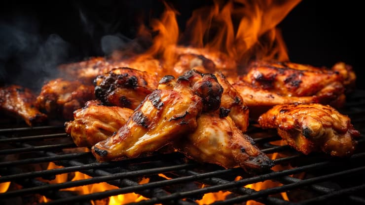 Smoked ribs and grilled chicken on a platter